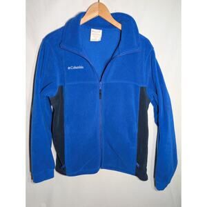 Columbia Boys Fleece Full Zip Jacket Youth 18/20 Pockets Blue Navy Color block